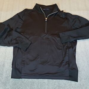 B Draddy Mens Medium 1/4 Quarter Zip Pullover Sweatshirt  Black Long Sleeve Logo